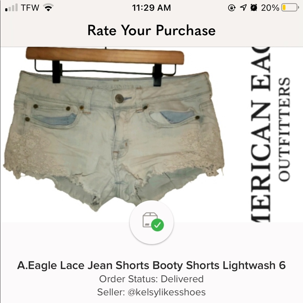 A.Eagle Lace Jean Shorts Booty Shorts Lightwash 6